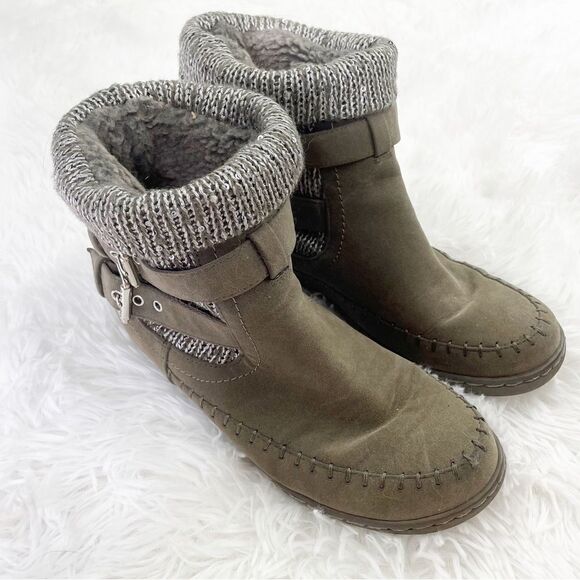 G by Guess Shearling Sequin Knit Buckle Boots - Picture 1 of 10